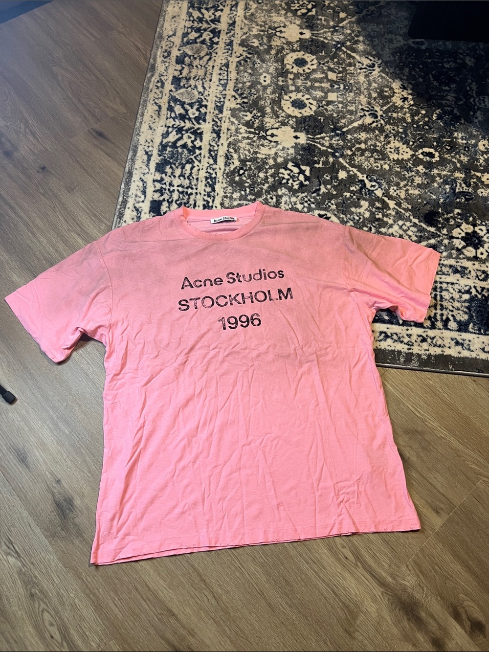 Acne pink graphic logo tee